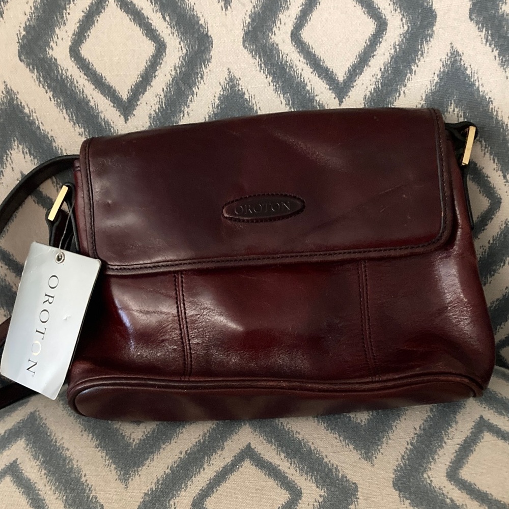 Oroton Deep Brown Leather Bag NWT